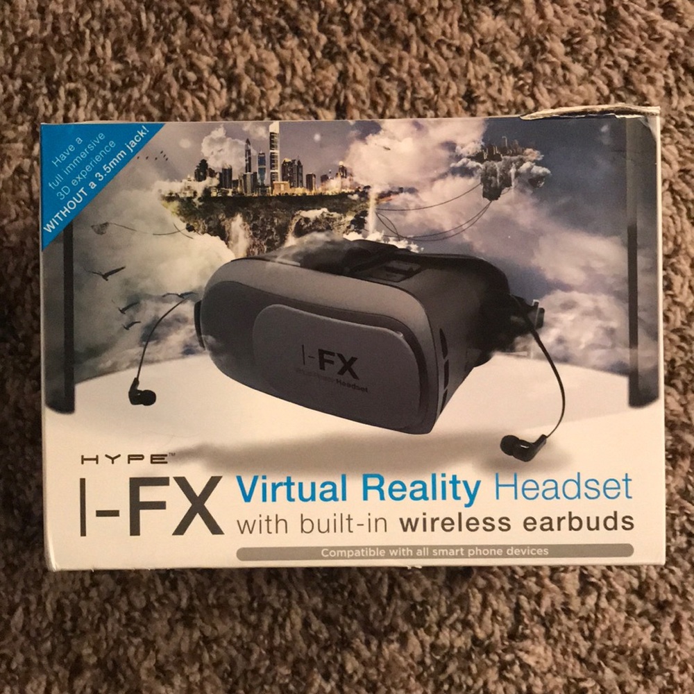 Virtual reality headset w/ earbuds